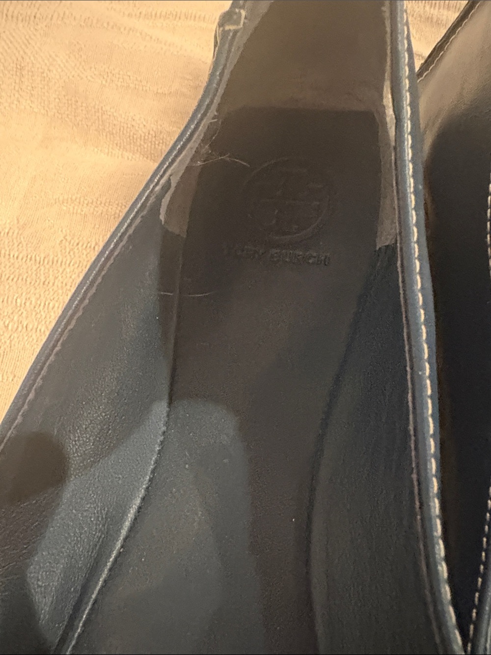 Tory Burch Blue Leather Logo Ballet Flats 8.5 - Picture 5 of 10
